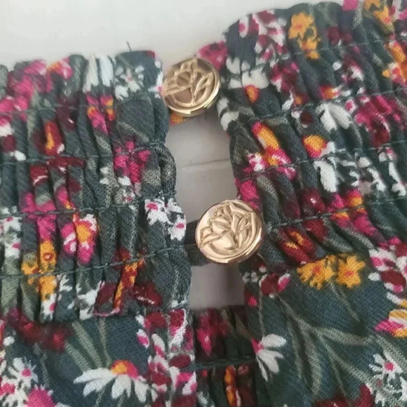 NEW Women's DRAPER JAMES RSVP Shirt XXL Floral Ruffled Smocked‎ Sleeve Mock Neck - Picture 14 of 14